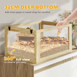 PawHut Wooden Hamster Cage with Detachable 32cm Deep Bottom, Hut, Seesaw, Exercise Wheel, Ramps, 60 x 40 x 75cm - thumbnail 5