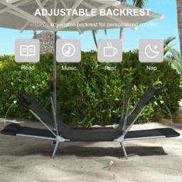 Outsunny Set of Two Steel Frame Sun Loungers, with Reclining Backs - Black - thumbnail 4