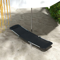 Outsunny Set of Two Steel Frame Sun Loungers, with Reclining Backs - Black - thumbnail 7