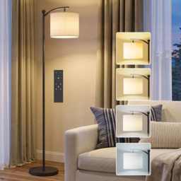 HOMCOM LED Floor Lamp, Stepless Dimmable Reading Standing Lamp with Magnetic Remote Control and 11 Colours Temperature & 11 Brightness Levels, 60 Min Timer for Living Room, Bedroom, Office, Black - thumbnail 2