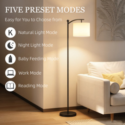 HOMCOM LED Floor Lamp, Stepless Dimmable Reading Standing Lamp with Magnetic Remote Control and 11 Colours Temperature & 11 Brightness Levels, 60 Min Timer for Living Room, Bedroom, Office, Black - thumbnail 7