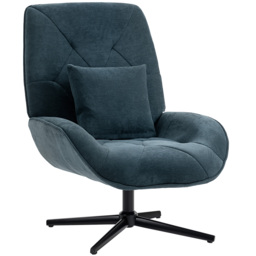 HOMCOM Accent Chair, Chenille Upholstered Swivel Armchair with Lumbar Pillow, High Back, Deep Seat and Metal Legs, Dark Green - thumbnail 1
