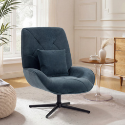 HOMCOM Accent Chair, Chenille Upholstered Swivel Armchair with Lumbar Pillow, High Back, Deep Seat and Metal Legs, Dark Green - thumbnail 2