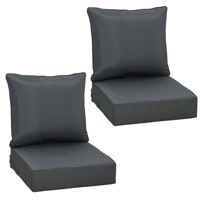 Outsunny Outdoor Seat and Back Cushion Sets, 63L x 55W x 15Dcm Olefin Seating Chair Fade Resistant Replacement Cushion for Rattan Sofa - Aosom UK - image 1