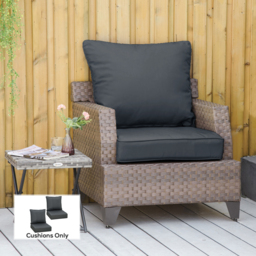 Outsunny Outdoor Seat and Back Cushion Sets, 63L x 55W x 15Dcm Olefin Seating Chair Fade Resistant Replacement Cushion for Rattan Sofa - Aosom UK - thumbnail 2