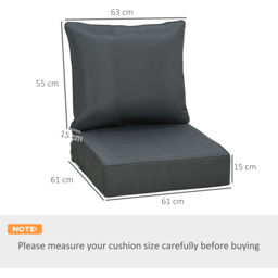 Outsunny Outdoor Seat and Back Cushion Sets, 63L x 55W x 15Dcm Olefin Seating Chair Fade Resistant Replacement Cushion for Rattan Sofa - Aosom UK - thumbnail 3