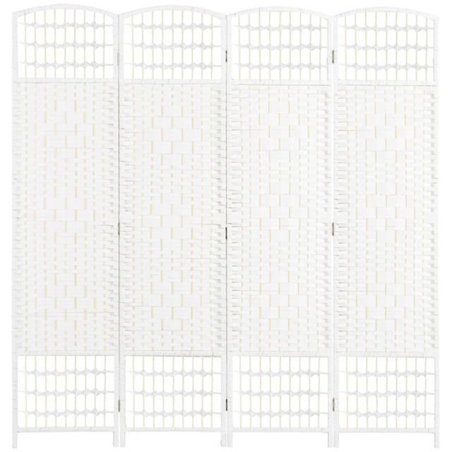 HOMCOM 4 Panel Folding Room Divider, Privacy Screen, Freestanding Paravent Partition Separator for Living Room, Bedroom and Office, 160 x 170cm, White - image 1