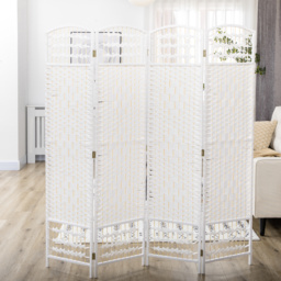 HOMCOM 4 Panel Folding Room Divider, Privacy Screen, Freestanding Paravent Partition Separator for Living Room, Bedroom and Office, 160 x 170cm, White - thumbnail 7