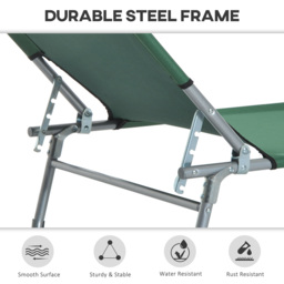 Outsunny Portable Lounger: Durable Oxford Cloth, Adjustable Backrest, Easy-Carry Design, Emerald Green - thumbnail 6