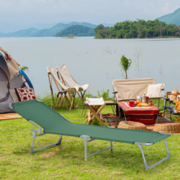 Outsunny Portable Lounger: Durable Oxford Cloth, Adjustable Backrest, Easy-Carry Design, Emerald Green - thumbnail 2