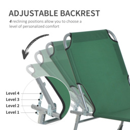 Outsunny Portable Lounger: Durable Oxford Cloth, Adjustable Backrest, Easy-Carry Design, Emerald Green - thumbnail 4