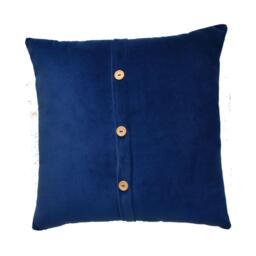 Set of 2 Quinn Cushion with Cotton-Soft Velvet Pile and Plush Filler, Handcrafted Pillow Ideal for Sofa and Bed, 45L x 45W x 15H cm, Blue - Aosom UK - thumbnail 2