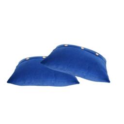 Set of 2 Quinn Cushion with Cotton-Soft Velvet Pile and Plush Filler, Handcrafted Pillow Ideal for Sofa and Bed, 45L x 45W x 15H cm, Blue - Aosom UK - thumbnail 9