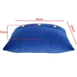Set of 2 Quinn Cushion with Cotton-Soft Velvet Pile and Plush Filler, Handcrafted Pillow Ideal for Sofa and Bed, 45L x 45W x 15H cm, Blue - Aosom UK - thumbnail 3