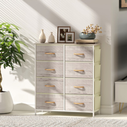 HOMCOM Chest of Eight Fabric Drawers - Natural Wood Finish - thumbnail 9