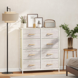 HOMCOM Chest of Eight Fabric Drawers - Natural Wood Finish - thumbnail 2