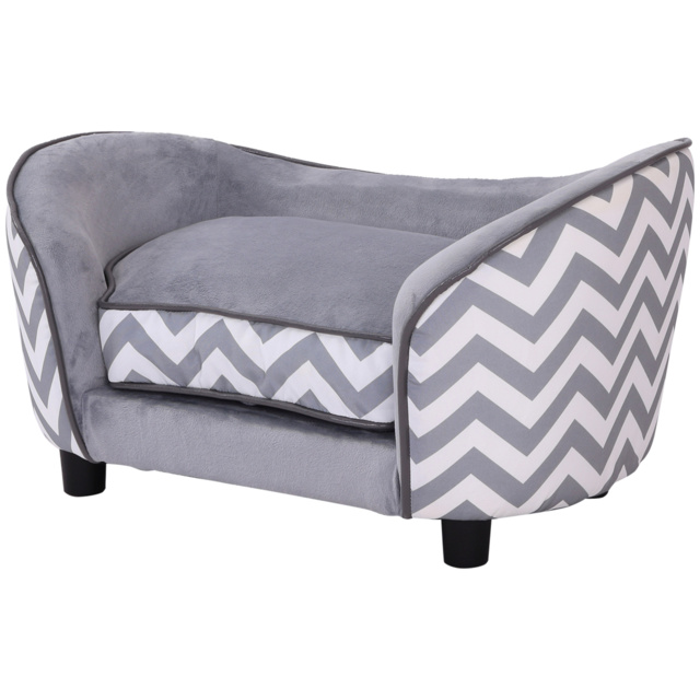 PawHut Dog Sofa Pet Couch for XS Dogs w/ Removable Sponge Padded Cushion - Grey - Aosom UK - image 1