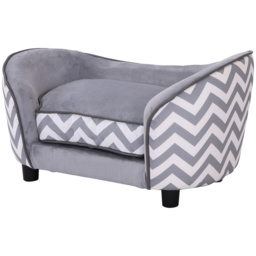 PawHut Dog Sofa Pet Couch for XS Dogs w/ Removable Sponge Padded Cushion - Grey - Aosom UK