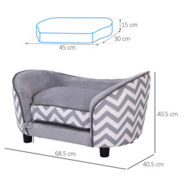 PawHut Dog Sofa Pet Couch for XS Dogs w/ Removable Sponge Padded Cushion - Grey - Aosom UK - thumbnail 3