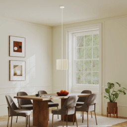 HOMCOM Linen Pendant Light, Modern Wave Ceiling Light Shade, E27 Lampshade for Living Room, Bedroom, Kitchen, Hallway, White - thumbnail 7