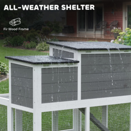 PawHut Wooden Rabbit Hutch, Indoor Outdoor Bunny Cage with Waterproof & Openable Roof, Pull Out Tray and Ramp, Guinea Pig Hutch - thumbnail 5