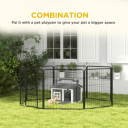 PawHut Indoor Rabbit Hutch, Portable Small Animal House Outdoor with Top Handle, Openable Roof - Grey - Aosom UK - thumbnail 5