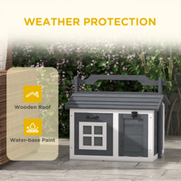 PawHut Indoor Rabbit Hutch, Portable Small Animal House Outdoor with Top Handle, Openable Roof - Grey - Aosom UK - thumbnail 8
