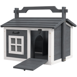 PawHut Indoor Rabbit Hutch, Portable Small Animal House Outdoor with Top Handle, Openable Roof - Grey - Aosom UK