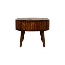 Solid Mango Wood Round Coffee Table with 2 Smooth-Gliding Drawers, Handcrafted Eco-Friendly Desk for Living Room, 50L x 80W x 40H cm, Brown - Aosom UK - thumbnail 8