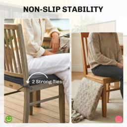 Outsunny Outdoor Chair Seat Cushions Set of 2, Garden Chair Cushions with 7cm Thick Foam & Ties, Dark Grey - thumbnail 7