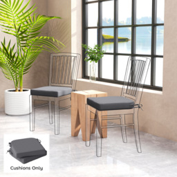 Outsunny Outdoor Chair Seat Cushions Set of 2, Garden Chair Cushions with 7cm Thick Foam & Ties, Dark Grey - thumbnail 2