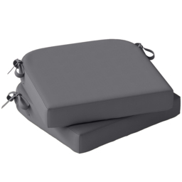 Outsunny Outdoor Chair Seat Cushions Set of 2, Garden Chair Cushions with 7cm Thick Foam & Ties, Dark Grey - thumbnail 1