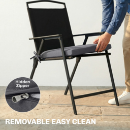 Outsunny Outdoor Chair Seat Cushions Set of 2, Garden Chair Cushions with 7cm Thick Foam & Ties, Dark Grey - thumbnail 6