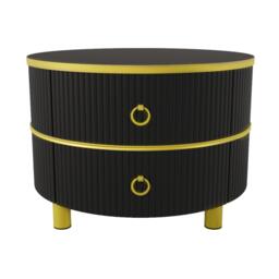 2-In-1 Round Coffee Table Set with High-Gloss Tops, Space-Saving Center Table Set with 2 Drawers, 70L x 70W x 46H cm, White+Black - Aosom UK - thumbnail 6