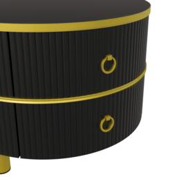 2-In-1 Round Coffee Table Set with High-Gloss Tops, Space-Saving Center Table Set with 2 Drawers, 70L x 70W x 46H cm, White+Black - Aosom UK - thumbnail 7