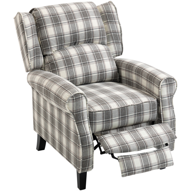 HOMCOM 160° Reclining Armchair, with Footrest - Grey and White - image 1