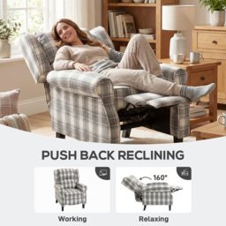 HOMCOM 160° Reclining Armchair, with Footrest - Grey and White - thumbnail 4