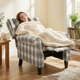 HOMCOM 160° Reclining Armchair, with Footrest - Grey and White - thumbnail 2