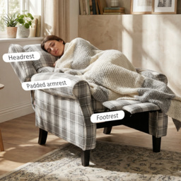 HOMCOM 160° Reclining Armchair, with Footrest - Grey and White - thumbnail 7