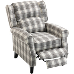HOMCOM 160° Reclining Armchair, with Footrest - Grey and White - thumbnail 1