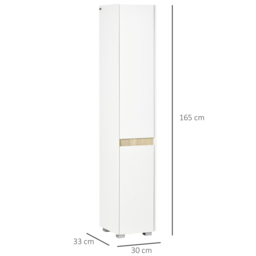 kleankin Tall Bathroom Cabinet with Adjustable Shelves, 5-Tier Modern Freestanding Tallboy with Storage Cabinets, White - thumbnail 3