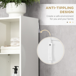 kleankin Tall Bathroom Cabinet with Adjustable Shelves, 5-Tier Modern Freestanding Tallboy with Storage Cabinets, White - thumbnail 7