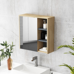 HOMCOM Five-Shelf Mirrored Bathroom Cabinet - Wood-Effect - thumbnail 8