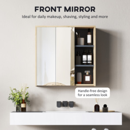 HOMCOM Five-Shelf Mirrored Bathroom Cabinet - Wood-Effect - thumbnail 5