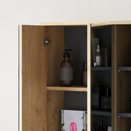 HOMCOM Five-Shelf Mirrored Bathroom Cabinet - Wood-Effect - thumbnail 9