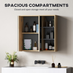 HOMCOM Five-Shelf Mirrored Bathroom Cabinet - Wood-Effect - thumbnail 4