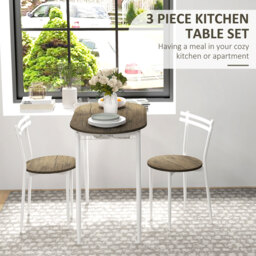 HOMCOM 3-Piece Dining Table and Chairs Set, Oval Kitchen Table with 2 Chairs, with Wire Storage Shelf and Steel Frame, Natural - Aosom UK - thumbnail 4