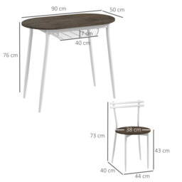 HOMCOM 3-Piece Dining Table and Chairs Set, Oval Kitchen Table with 2 Chairs, with Wire Storage Shelf and Steel Frame, Natural - Aosom UK - thumbnail 3
