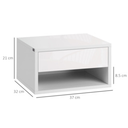 HOMCOM 2 Pieces White Bedside Cabinets w/ Slide-out Drawers and Bottom Shelves, 37W x 32D x 21Hcm - Aosom UK - thumbnail 3