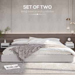 HOMCOM 2 Pieces White Bedside Cabinets w/ Slide-out Drawers and Bottom Shelves, 37W x 32D x 21Hcm - Aosom UK - thumbnail 4